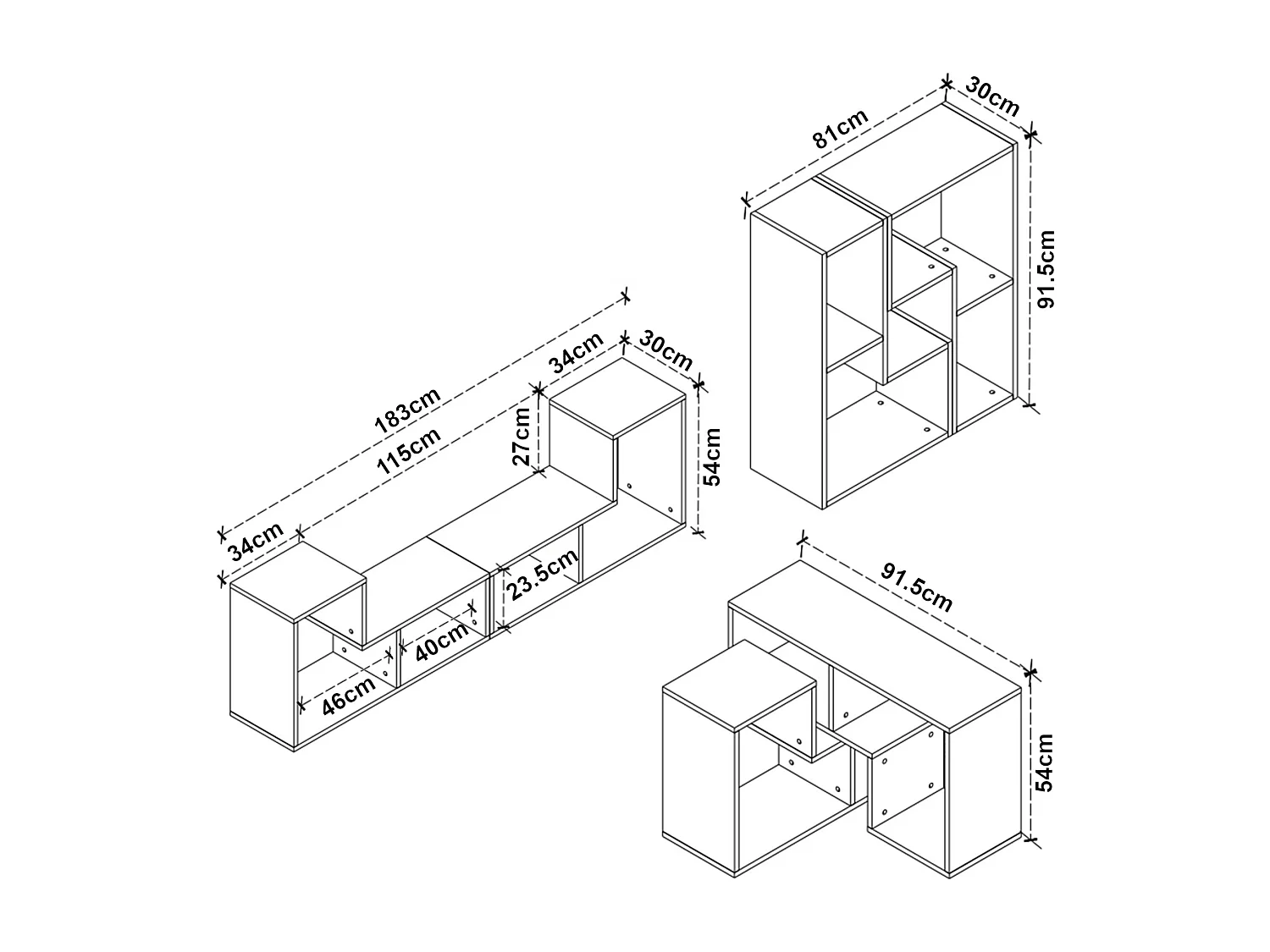 Set de meubles modulaires Hustersurd effet chêne [en.casa]