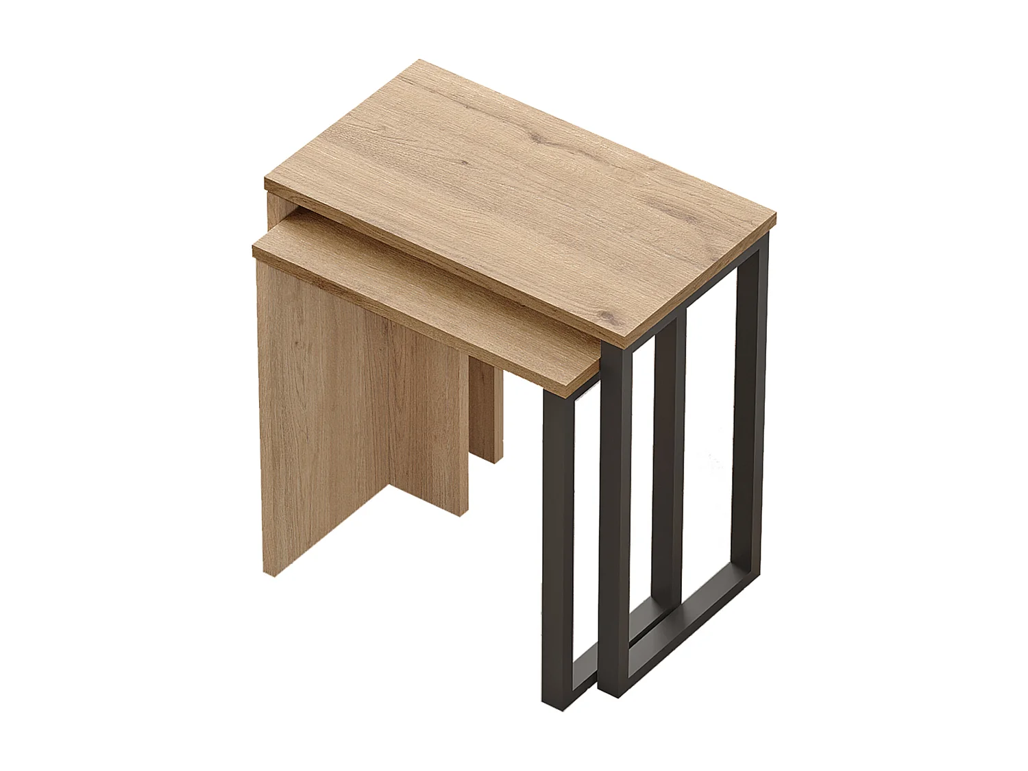 Lot de 2 tables basses gigognes Vesanto de tailles différentes effet chêne noir [en.casa]