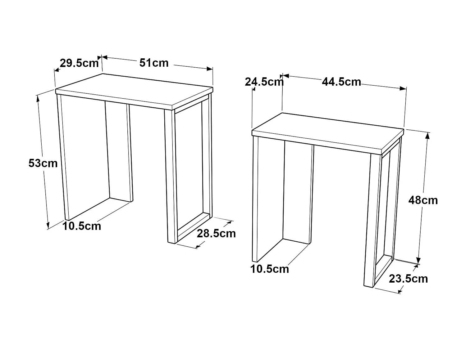 Lot de 2 tables basses gigognes Vesanto de tailles différentes effet chêne noir [en.casa]