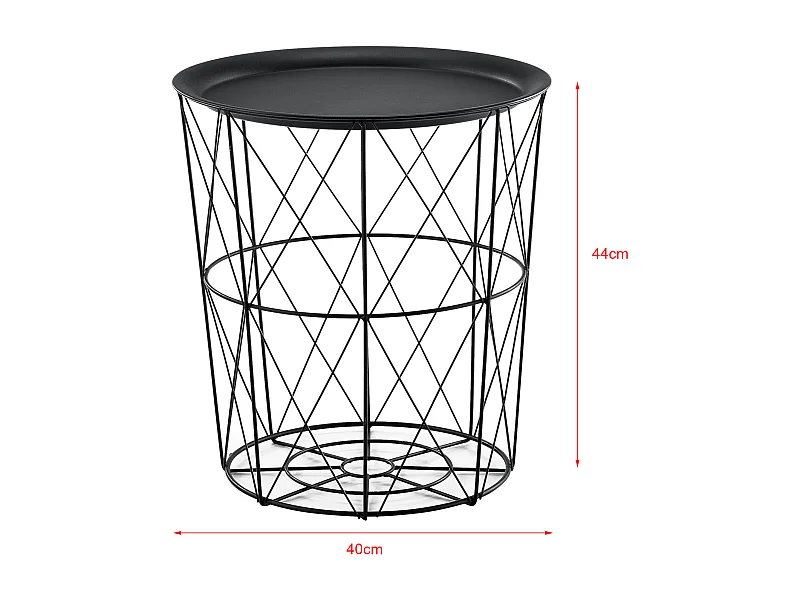 Set de 3 Tables Gigognes Worcester Métal Plateau Amovible Noir [en.casa]