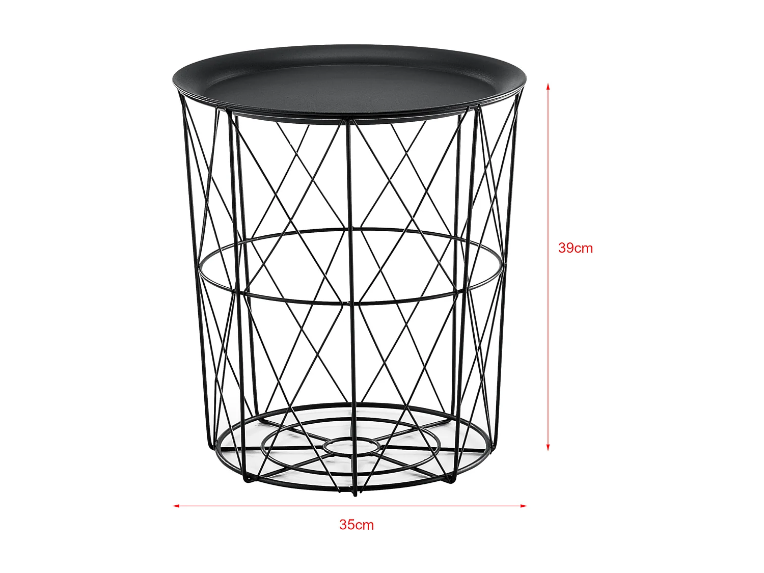 Set de 3 Tables Gigognes Worcester Métal Plateau Amovible Noir [en.casa]