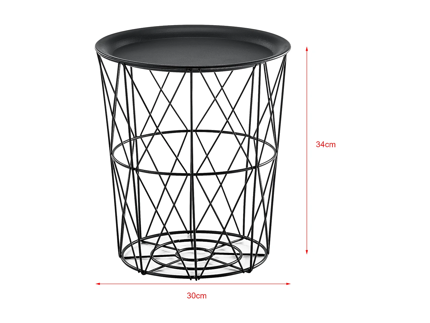 Set de 3 Tables Gigognes Worcester Métal Plateau Amovible Noir [en.casa]