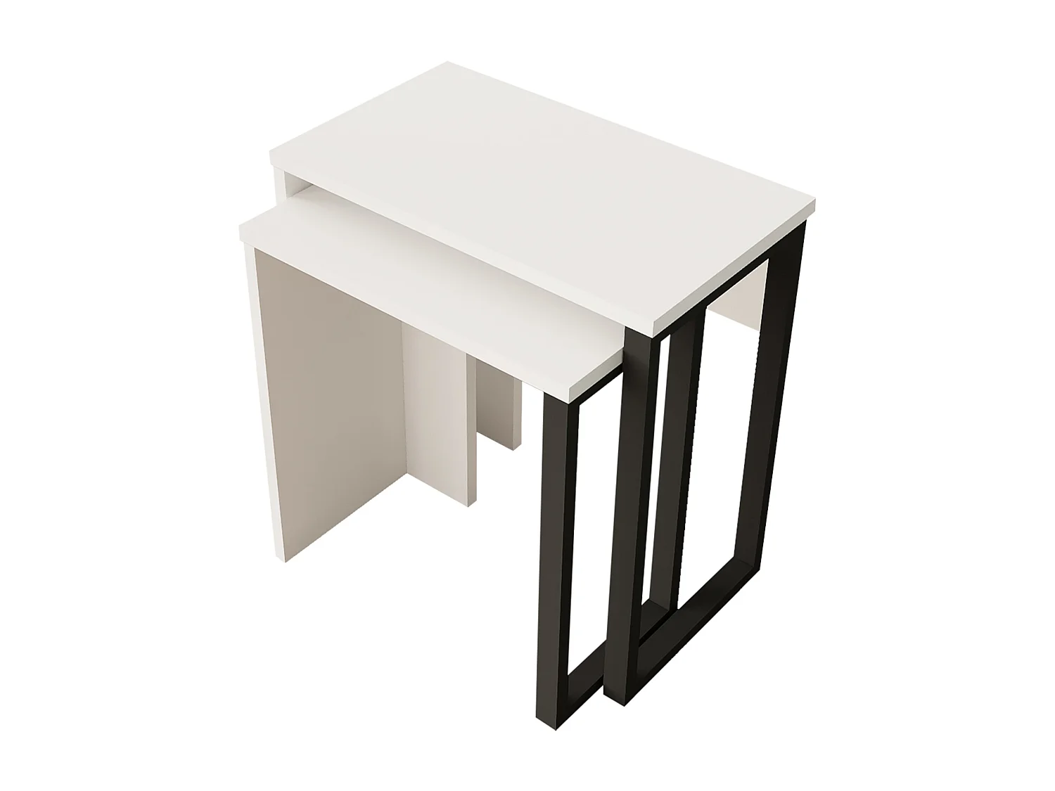 Lot de 2 tables basses gigognes Vesanto de tailles différentes blanc noir [en.casa]