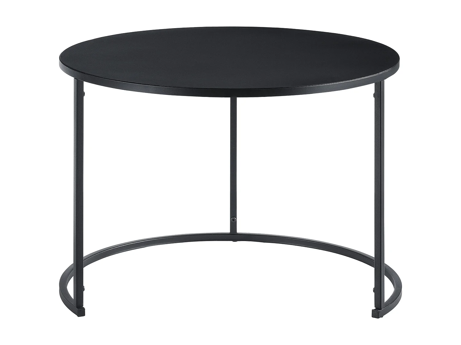 Lot de 2 Tables Basses Korenica Rondes Gigognes Noir [en.casa]