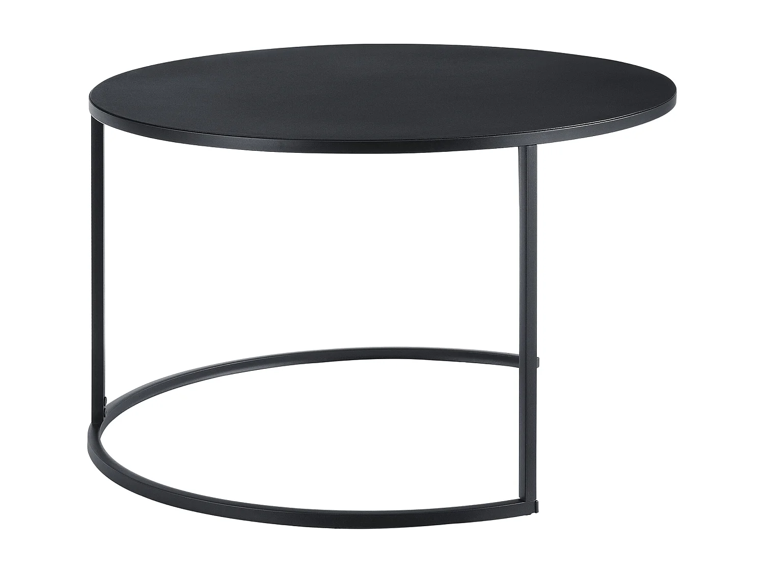 Lot de 2 Tables Basses Korenica Rondes Gigognes Noir [en.casa]