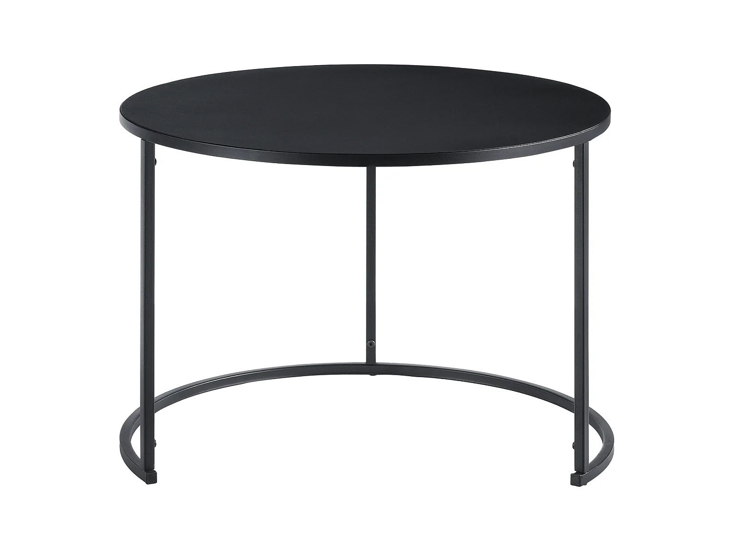 Lot de 2 Tables Basses Korenica Rondes Gigognes Noir [en.casa]