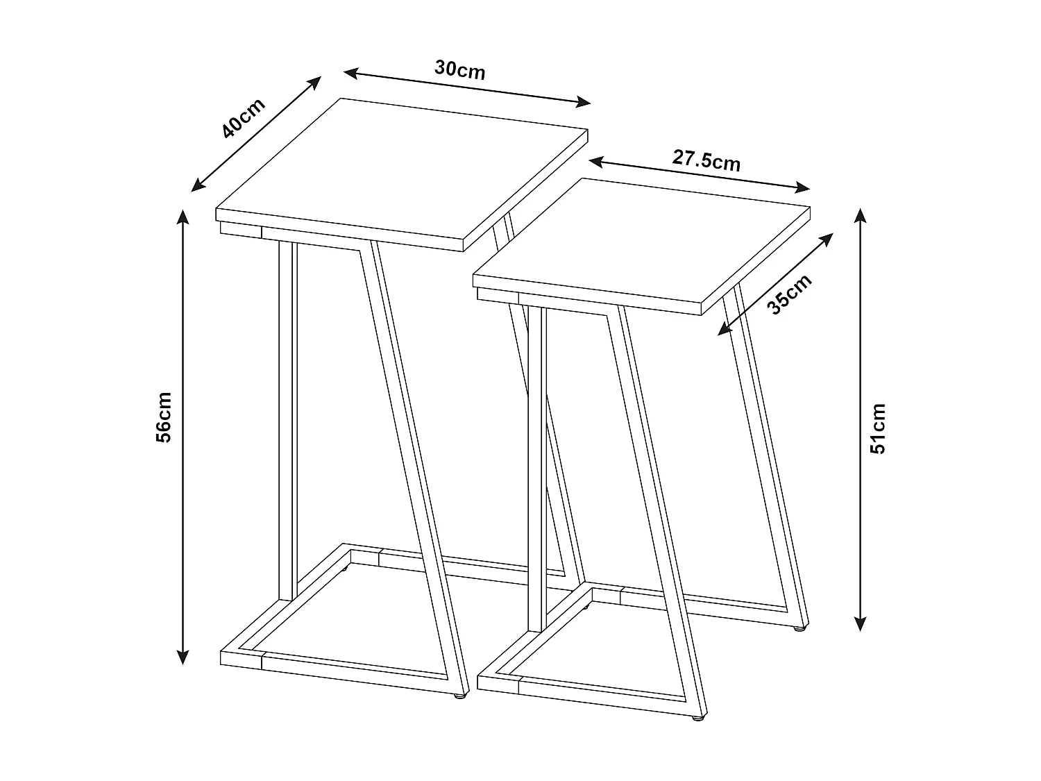 Lot de 2 tables basses gigognes Salem acier panneau de particules or effet marbre blanc [en.casa]