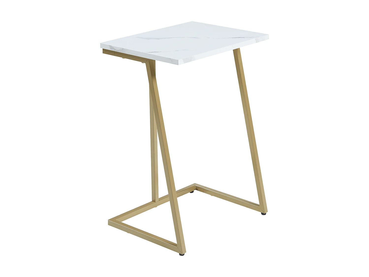 Lot de 2 tables basses gigognes Salem acier panneau de particules or effet marbre blanc [en.casa]