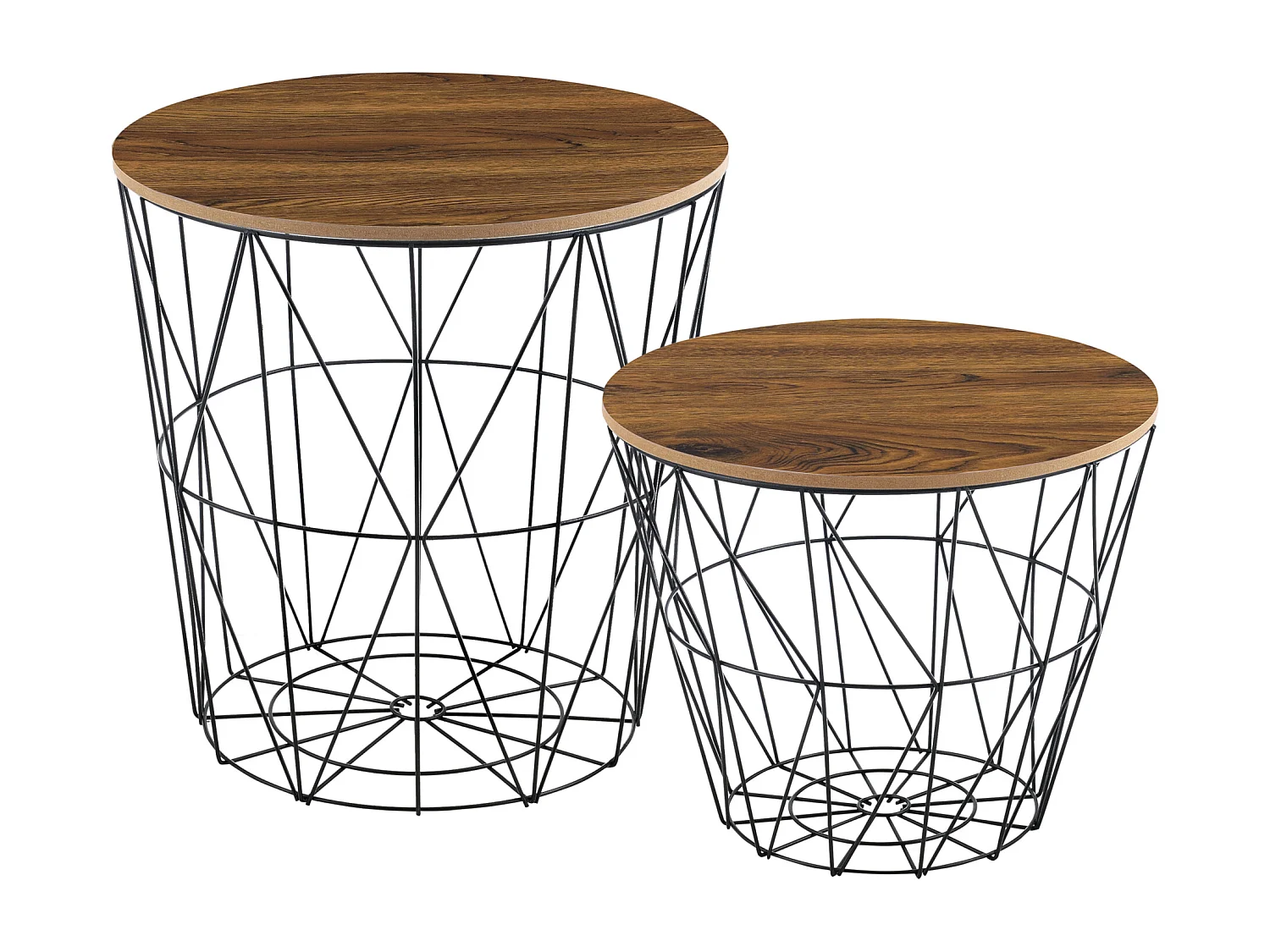 Set de 2 Tables Gigognes Codogno Plusieurs Tailles Chêne Antique Noir [en.casa]