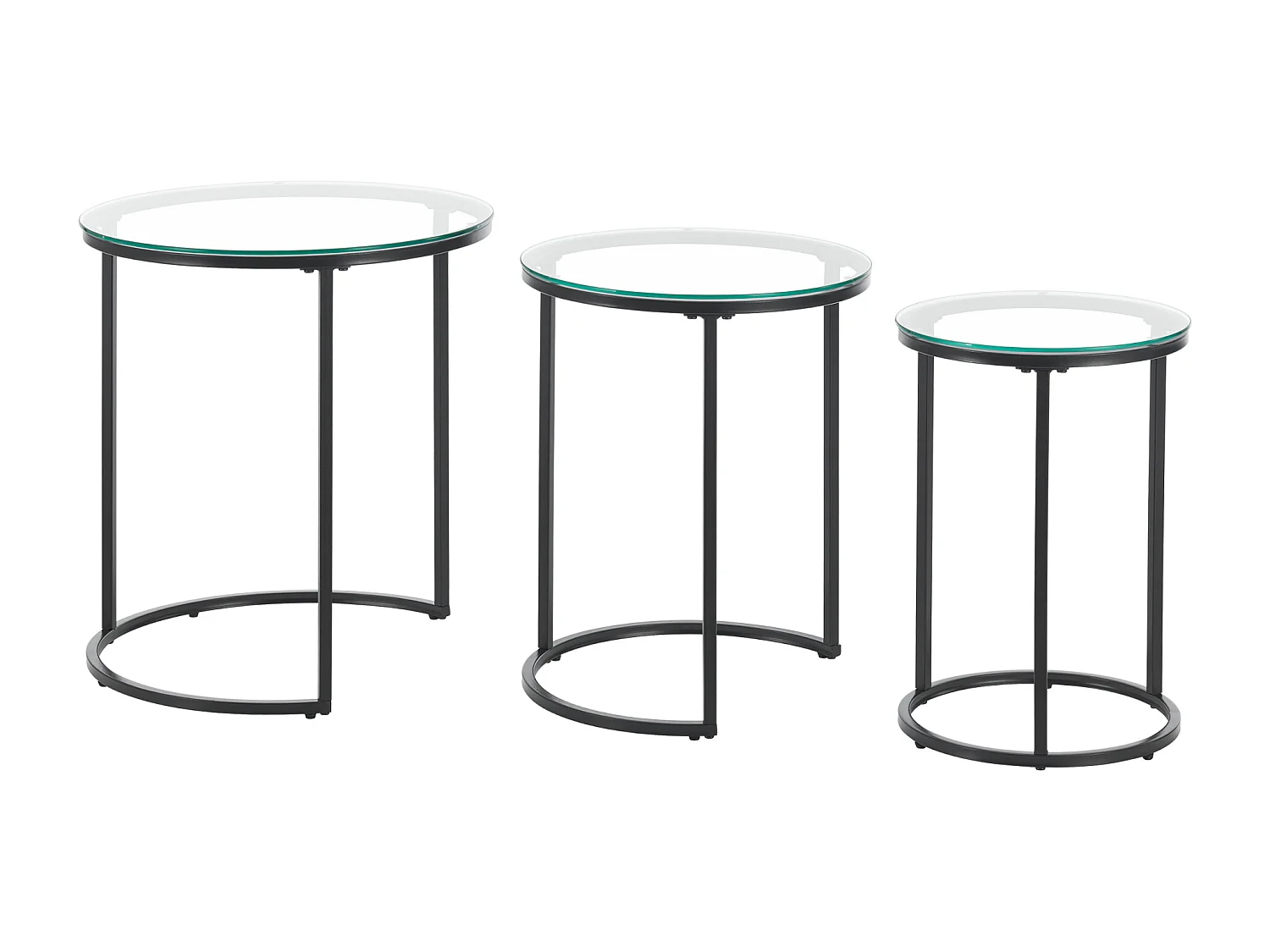 Set de 3 tables d'appoint Kyyjärvi rondes gigognes verre clair [en.casa]