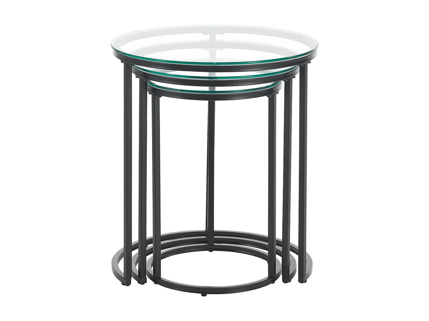 Set de 3 tables d'appoint Kyyjärvi rondes gigognes verre clair [en.casa]
