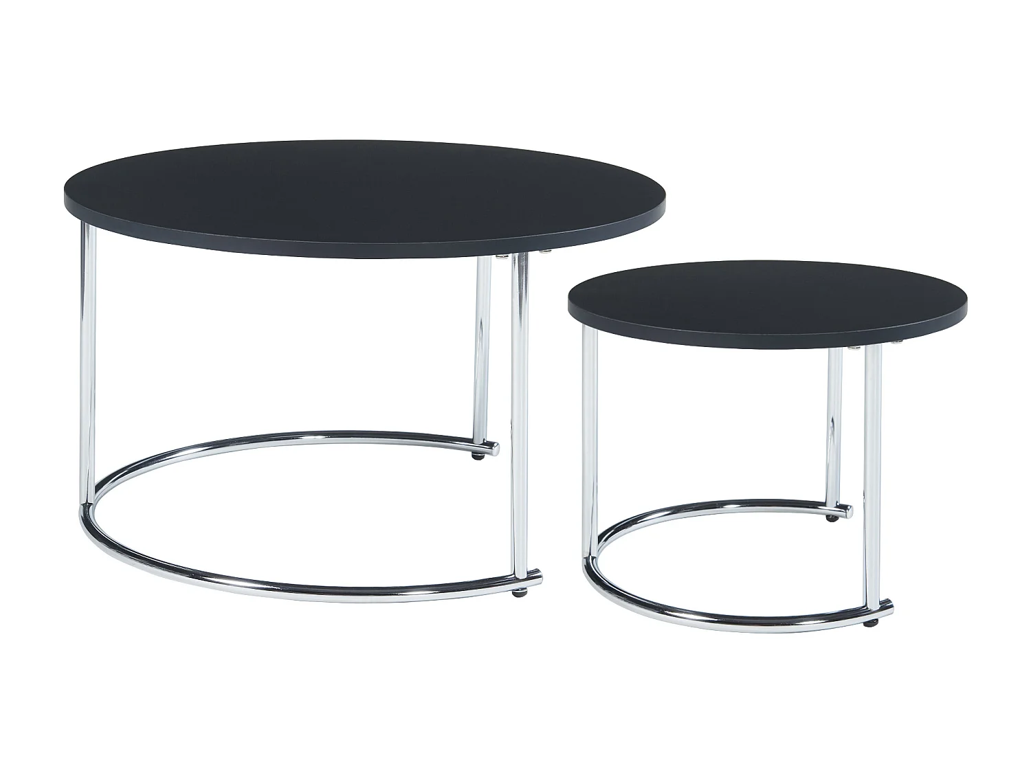 Set de 2 tables basses Christchurch rondes gigognes noir chrome [en.casa]