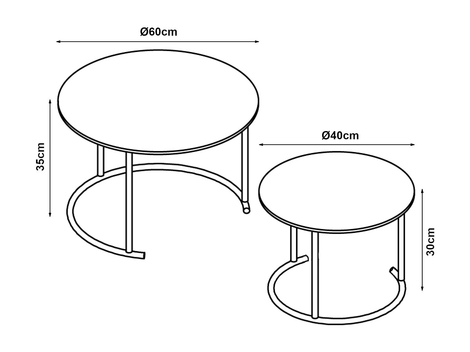 Set de 2 tables basses Christchurch rondes gigognes noir chrome [en.casa]