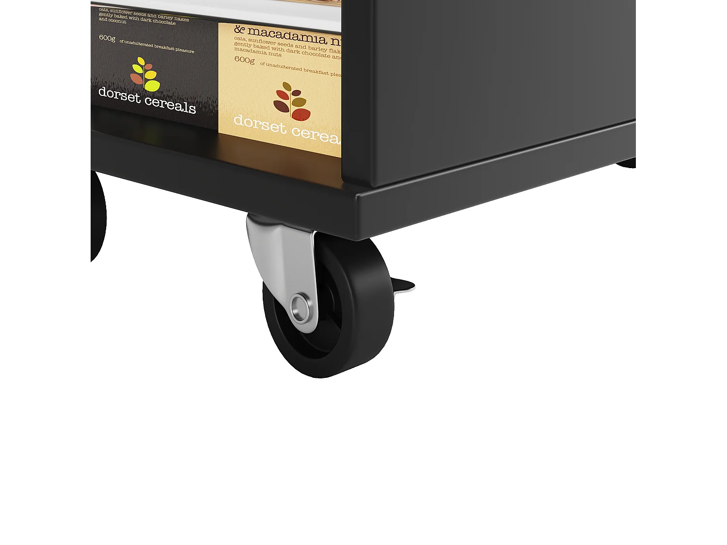 Ilha central de cozinha - carrinho com rodas e plano extensível - 2 gavetas e 1 porta - Preto