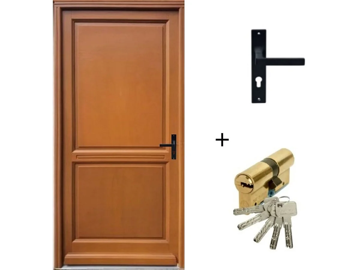 Porte D'Entree Bois Pleine, Eyden, H,215Xl,90 P,Gauche + Poignée Et Barillet (Ref010723No) Cote Tableau