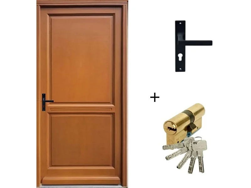 Porte D'Entree Bois Pleine, Eyden, H,215Xl,90 P, Droite + Poignée Et Barillet (Ref010723No) Cote Tableau