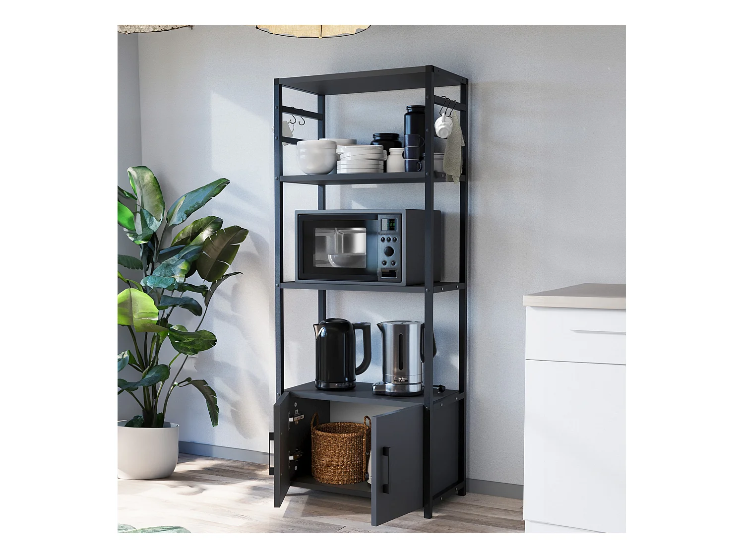Etagère de cuisine Arhuni 139 x 56 x 30 cm noir anthracite