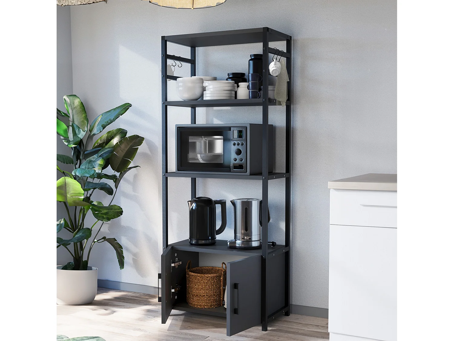 Etagère de cuisine Arhuni 139 x 56 x 30 cm noir anthracite