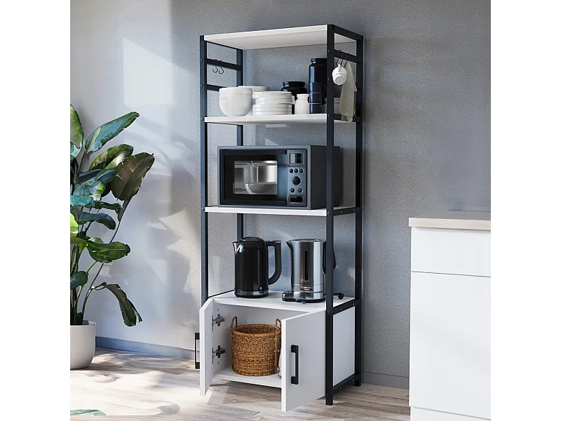 Etagère de cuisine Arhuni 139 x 56 x 30 cm noir blanc [en.casa]