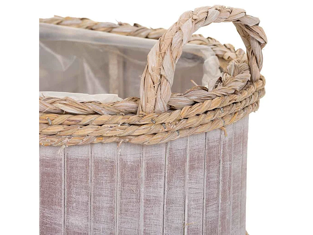 Set 3 Cestos ovalados de madera grises