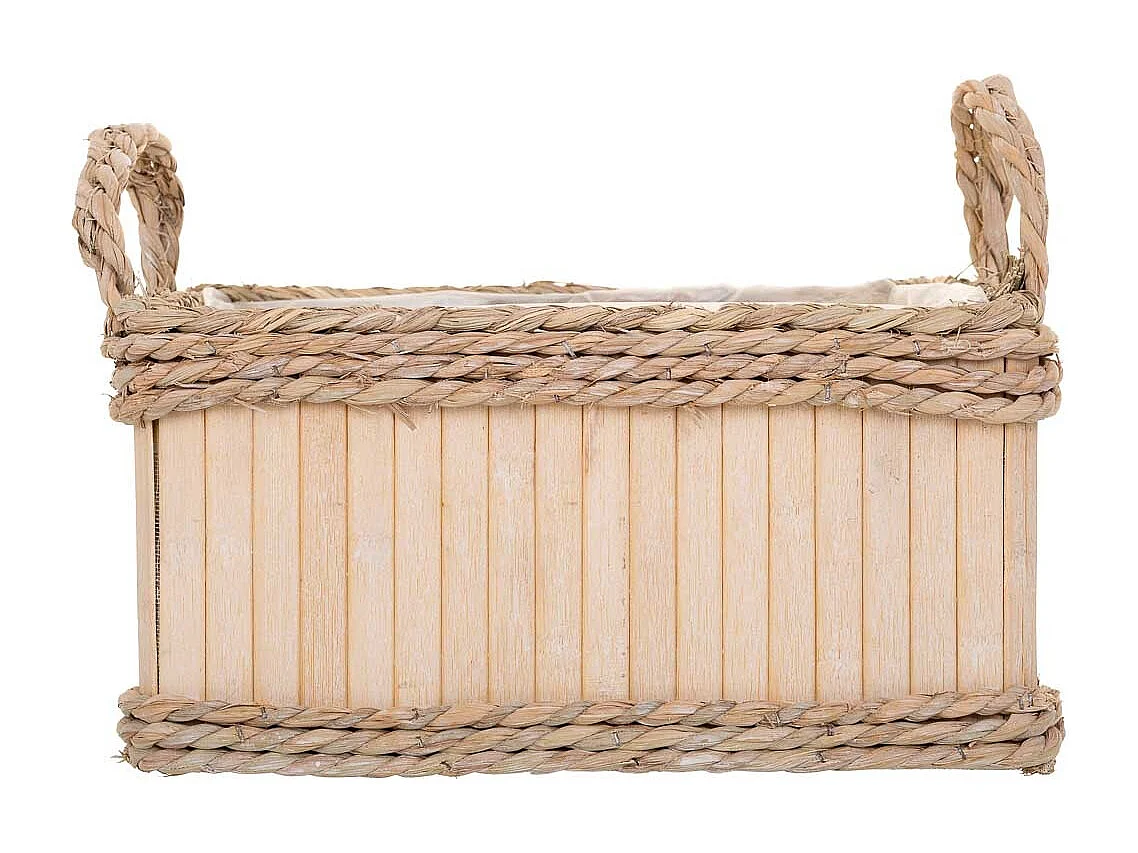 Set mit 3 ovalen braunen Holzkörben