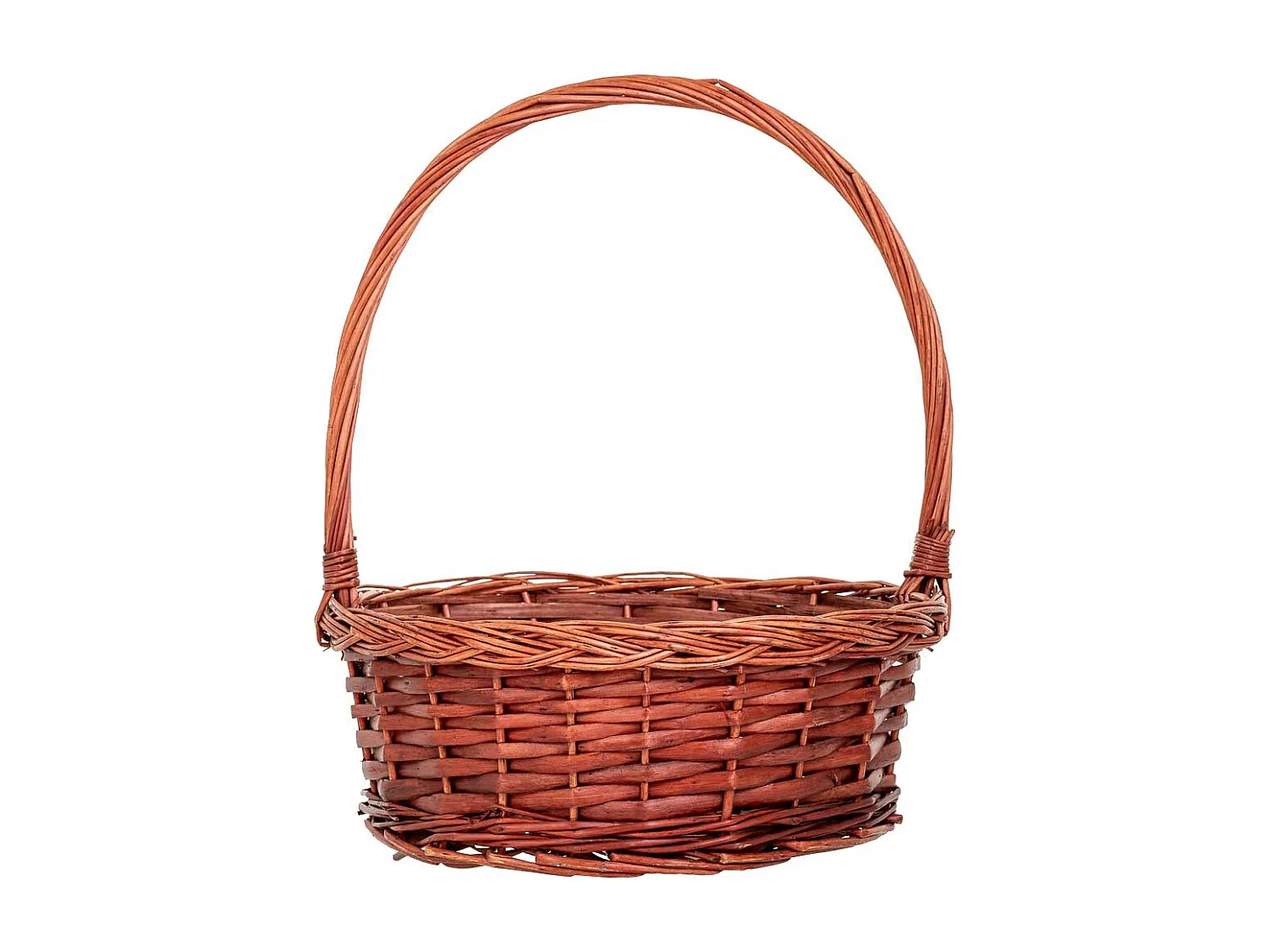 Conjunto de 3 cestos de vime com asas castanhas