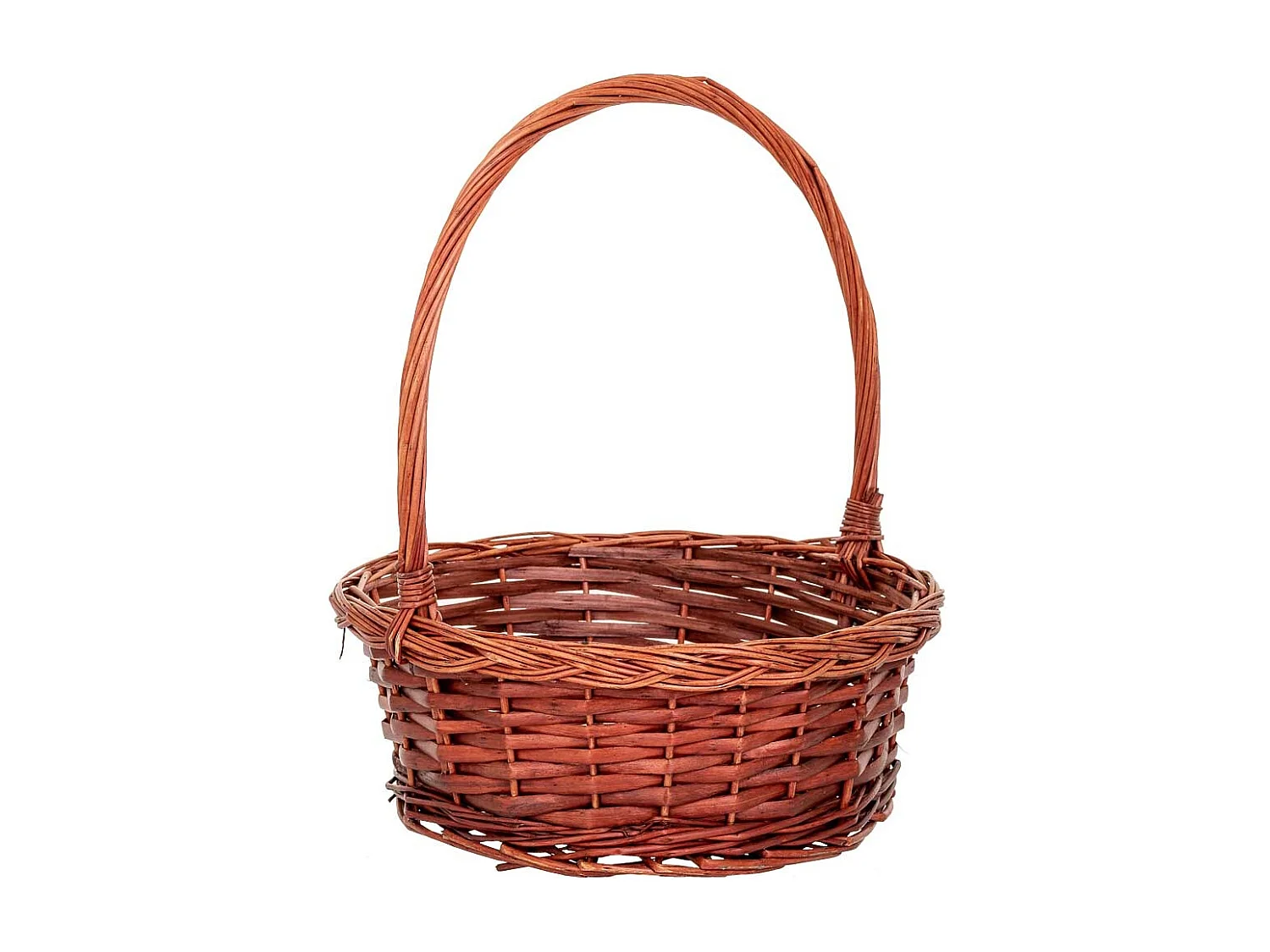 Conjunto de 3 cestos de vime com asas castanhas