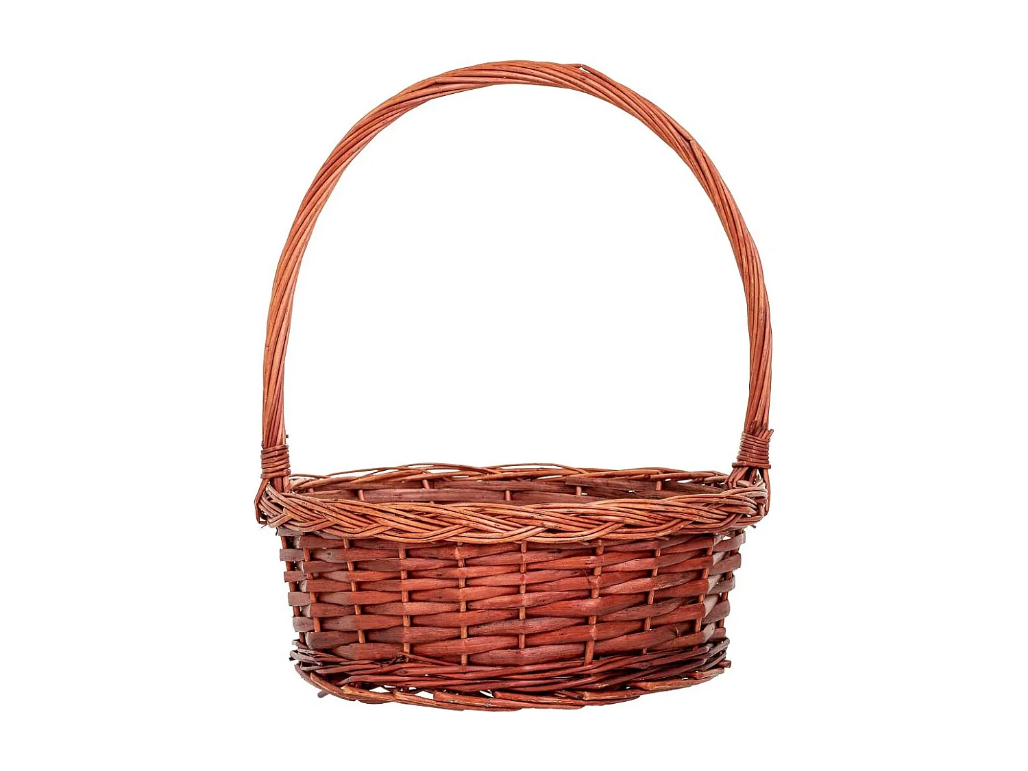 Conjunto de 3 cestos de vime com asas castanhas