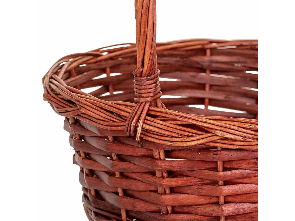 Conjunto de 3 cestos de vime com asas castanhas