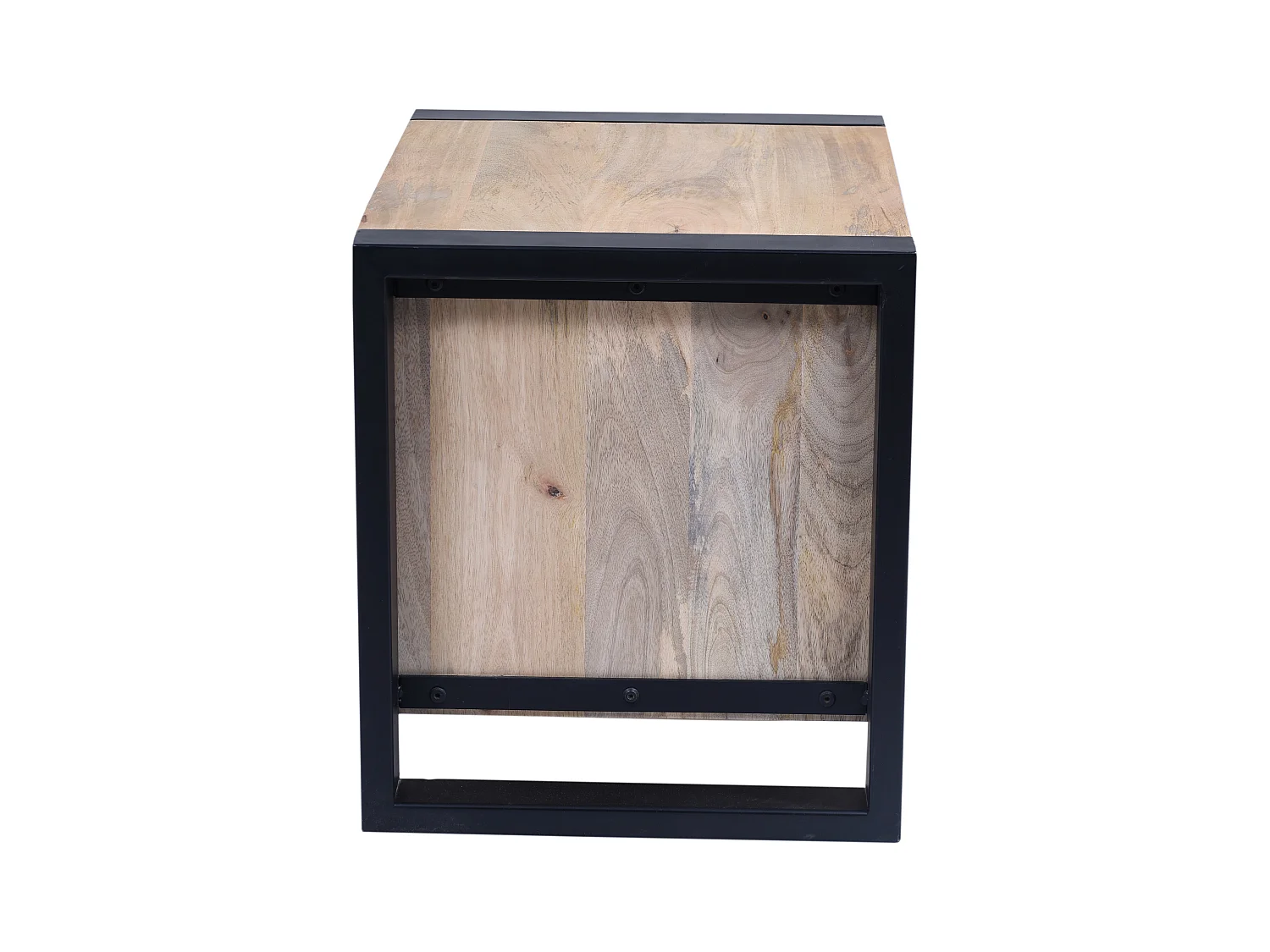 Sæt med 2 sengeborde med 1 skuffe og 1 hylde - Mangotræ og metal - Farve: Natur og sort - HARLEM II