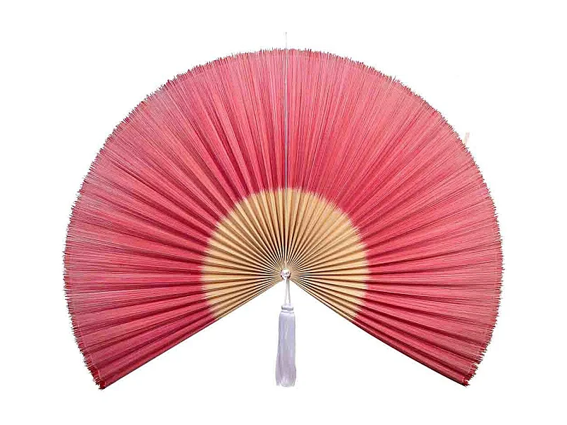 Décoration murale Palmito en bambou et tissu rose 145x75x2h cm