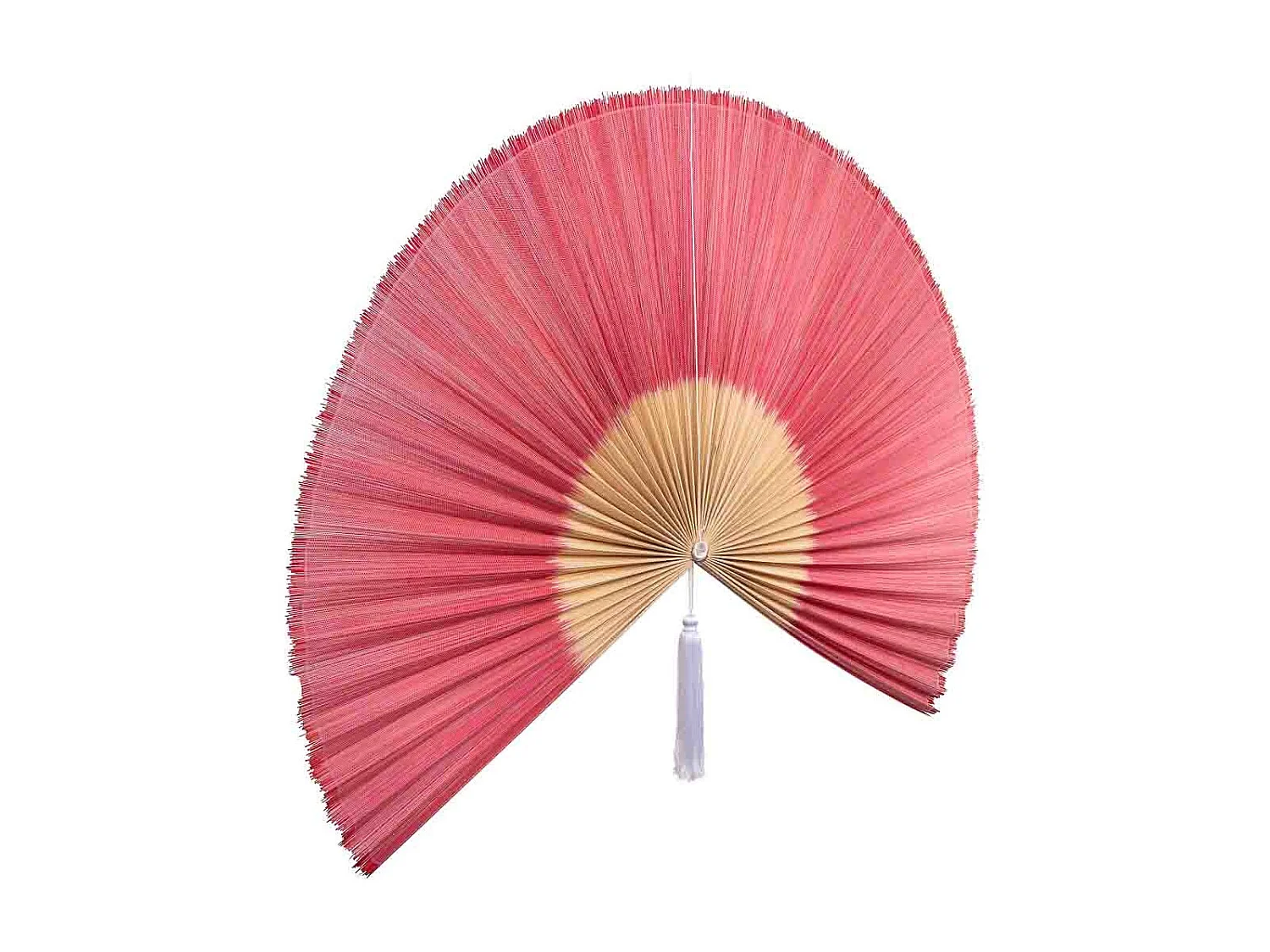 Decoração de parede em bambu e tecido com palmito rosa, 145x75x2 cm