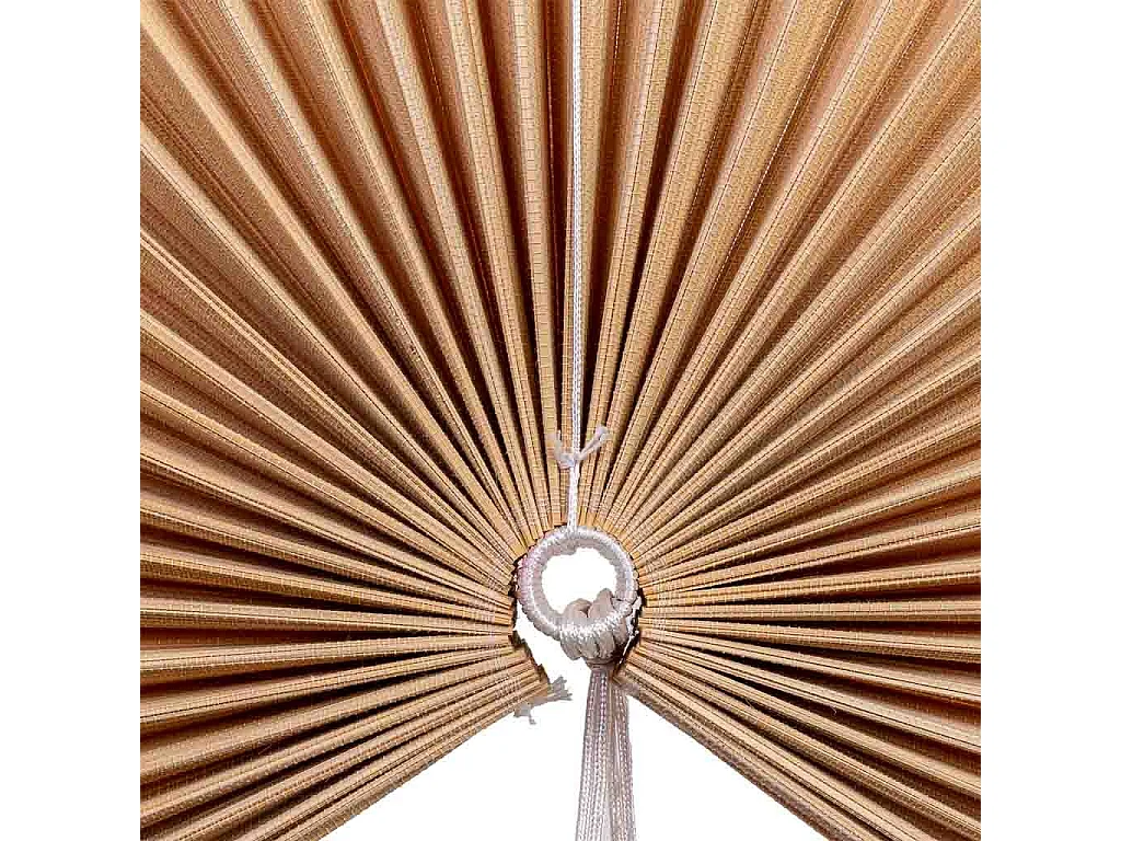 Decoração de parede em bambu e tecido com palmito rosa, 145x75x2 cm