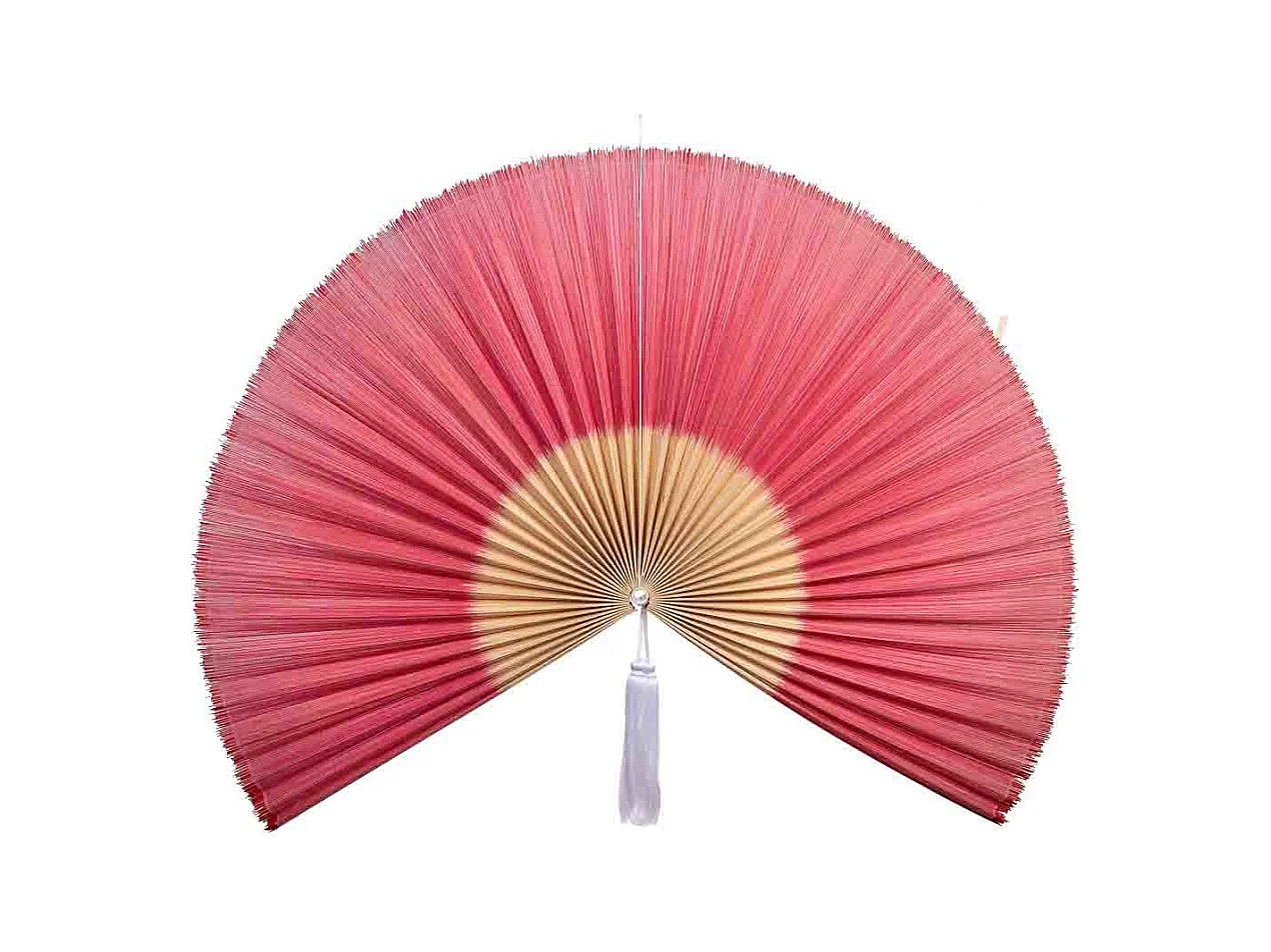 Décoration murale Palmito en bois de bambou et tissu rose 145x75x2h cm