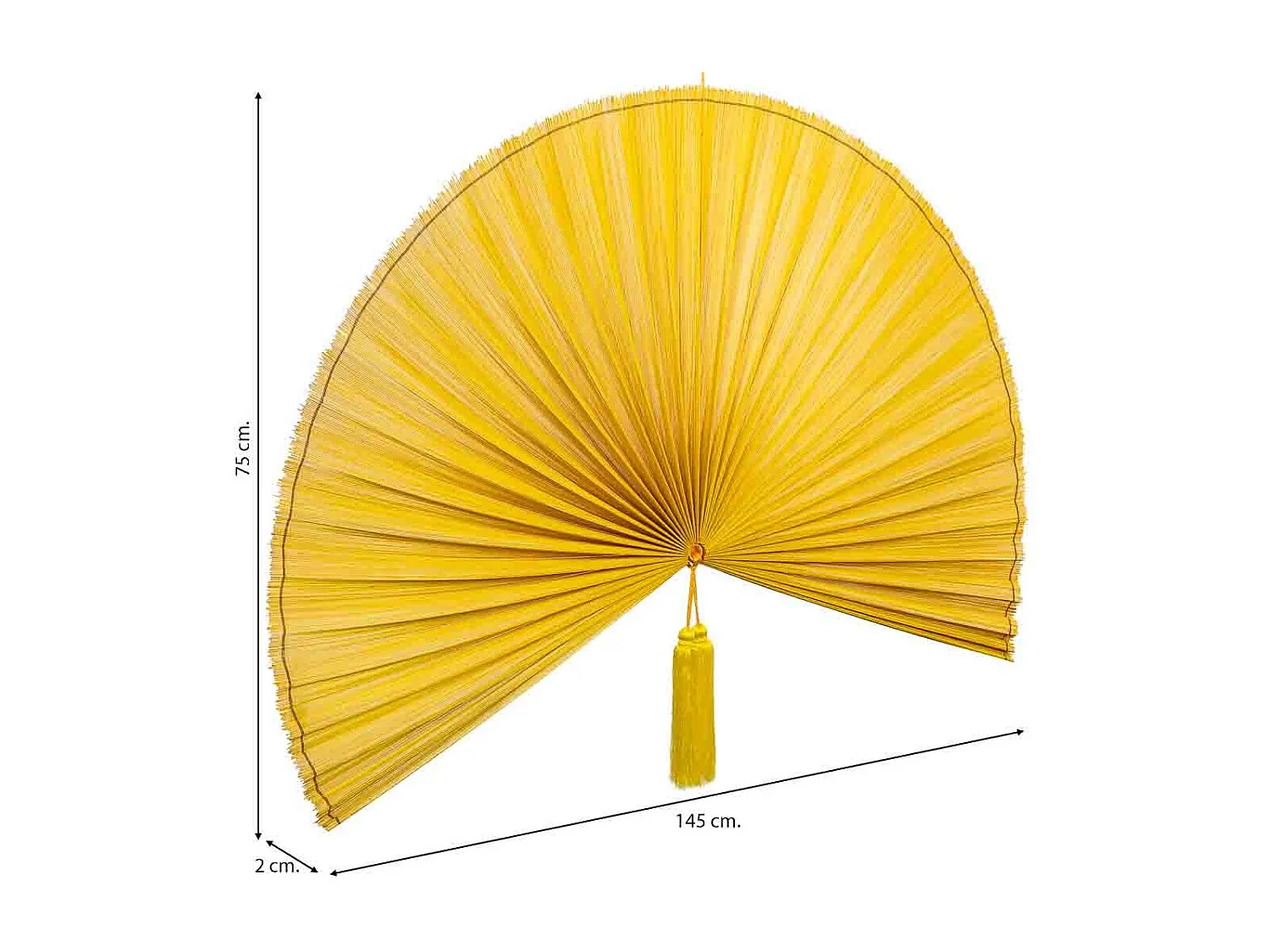 Décoration murale Palmito en bambou et tissu jaune 145x75x2h cm