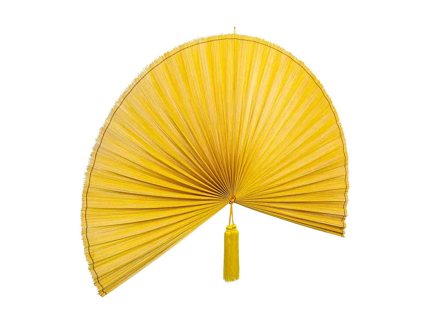 Palmito decoración de pared de bambú y tela amarillo 145x75x2h cm
