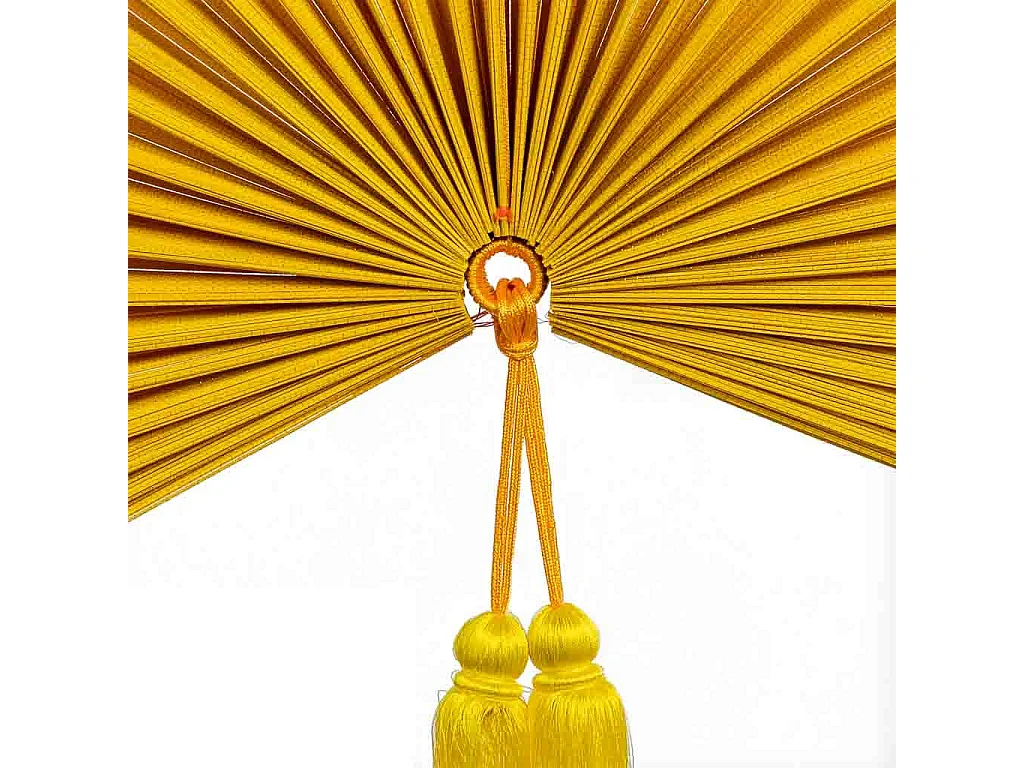 Palmito decoración de pared de bambú y tela amarillo 145x75x2h cm