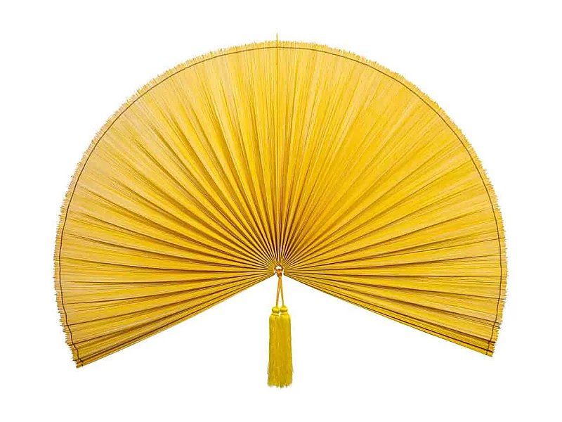 Palmito decoración de pared de bambú y tela amarillo 145x75x2h cm