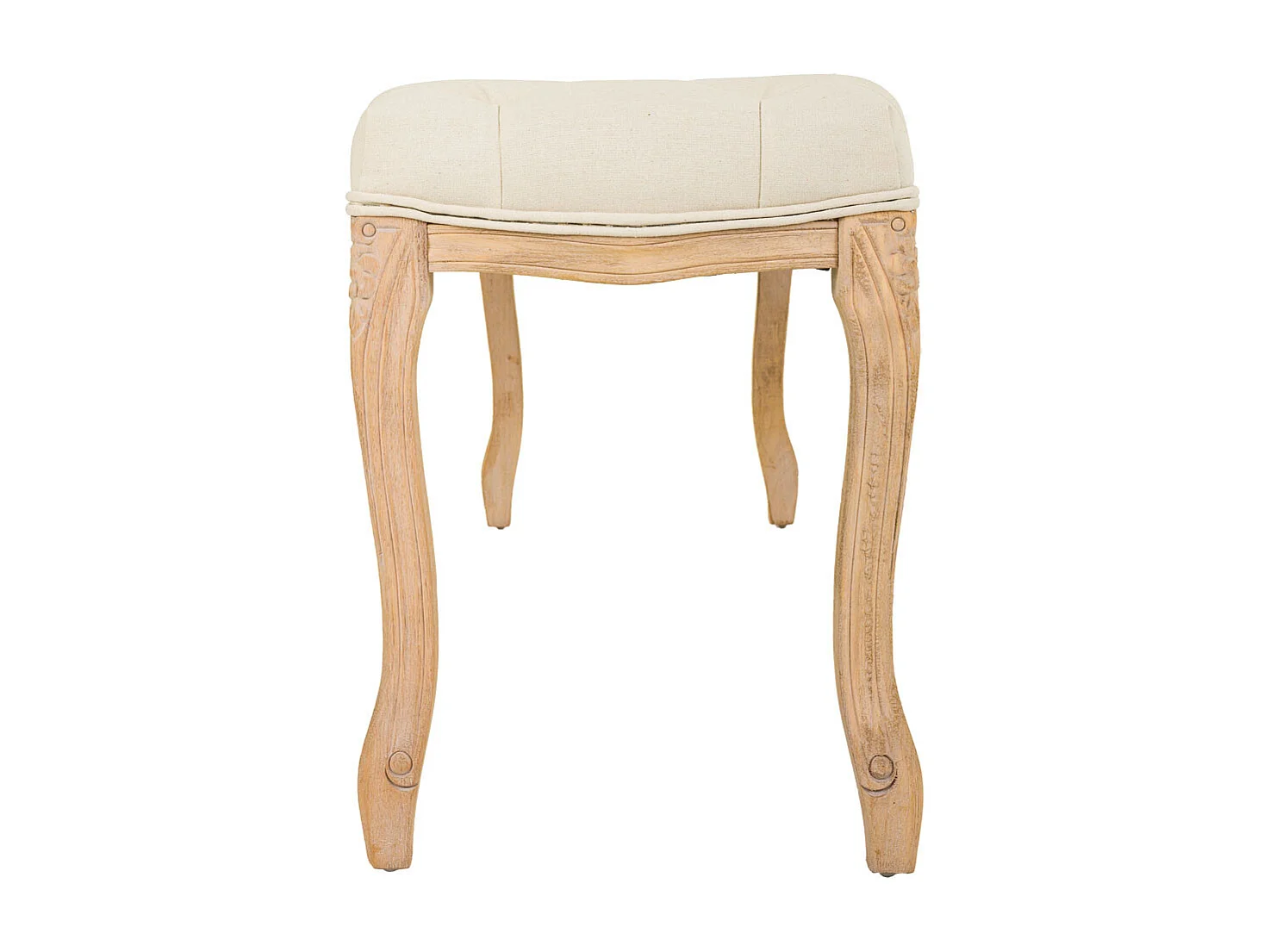 Banc en bois tapissé couleur crème 110x36x47