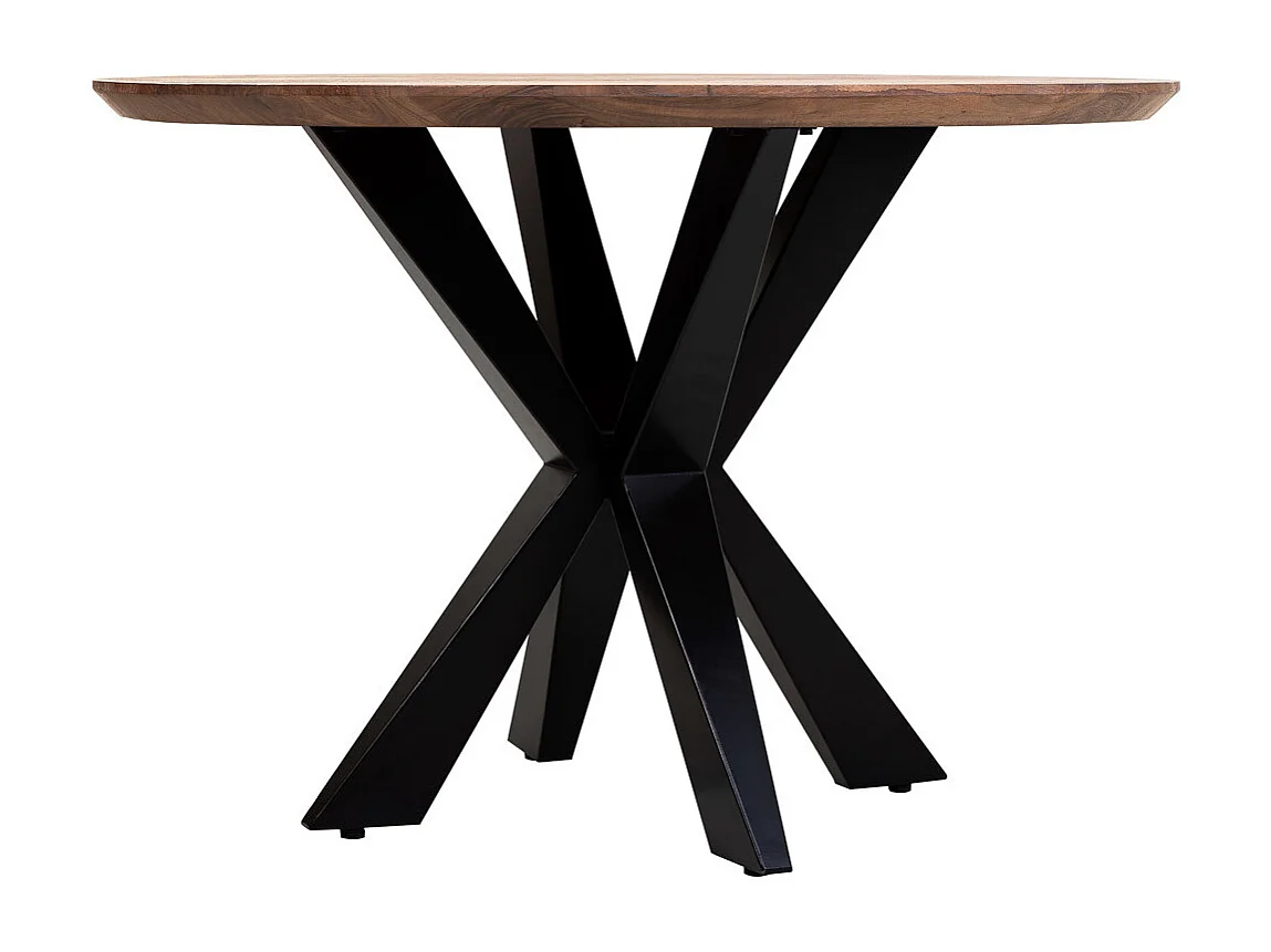 Table à manger ronde Swiss Edge finition couleur bois d'acacia D110x77