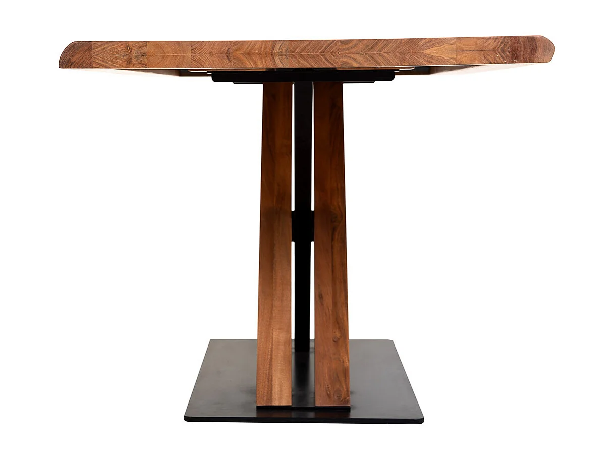 Table à manger Live Edge en bois d'acacia finition teck 160x90x76