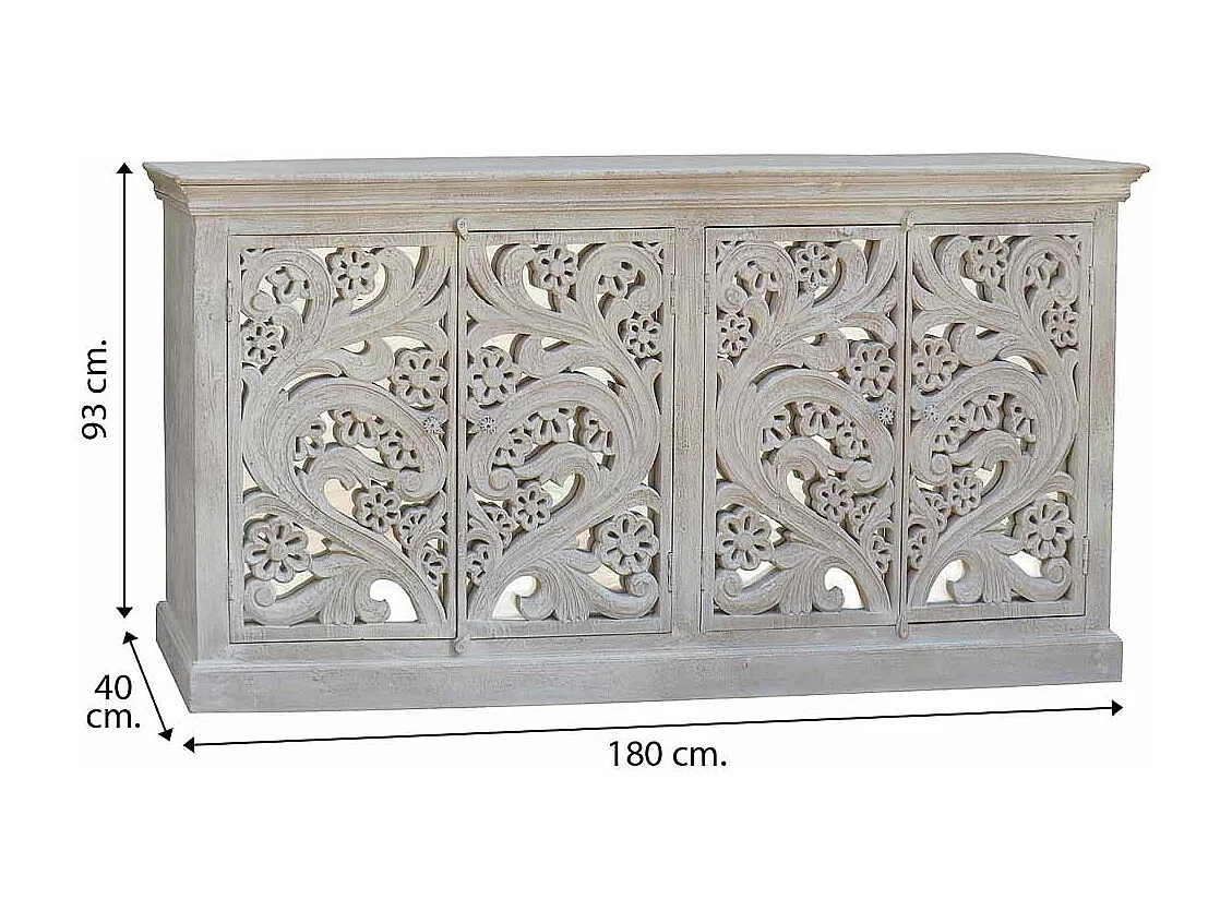 Buffet en bois finition artisanale 180x40x93h cm