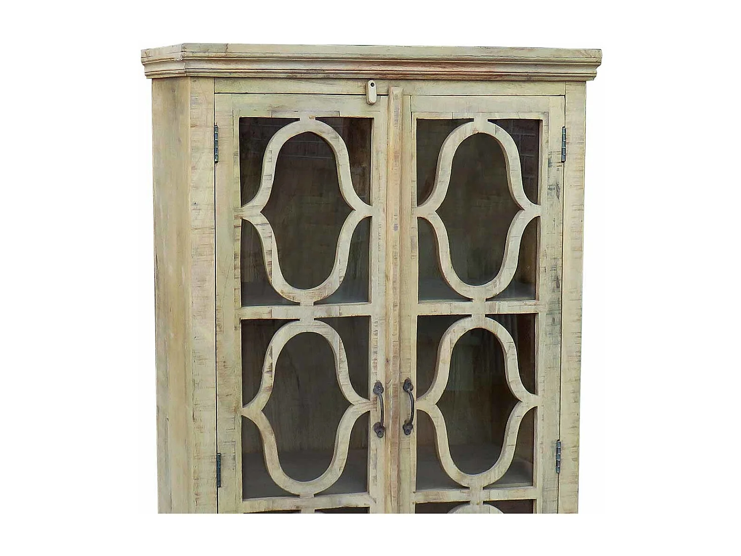 Vitrine en bois beige, 100x45x196 cm