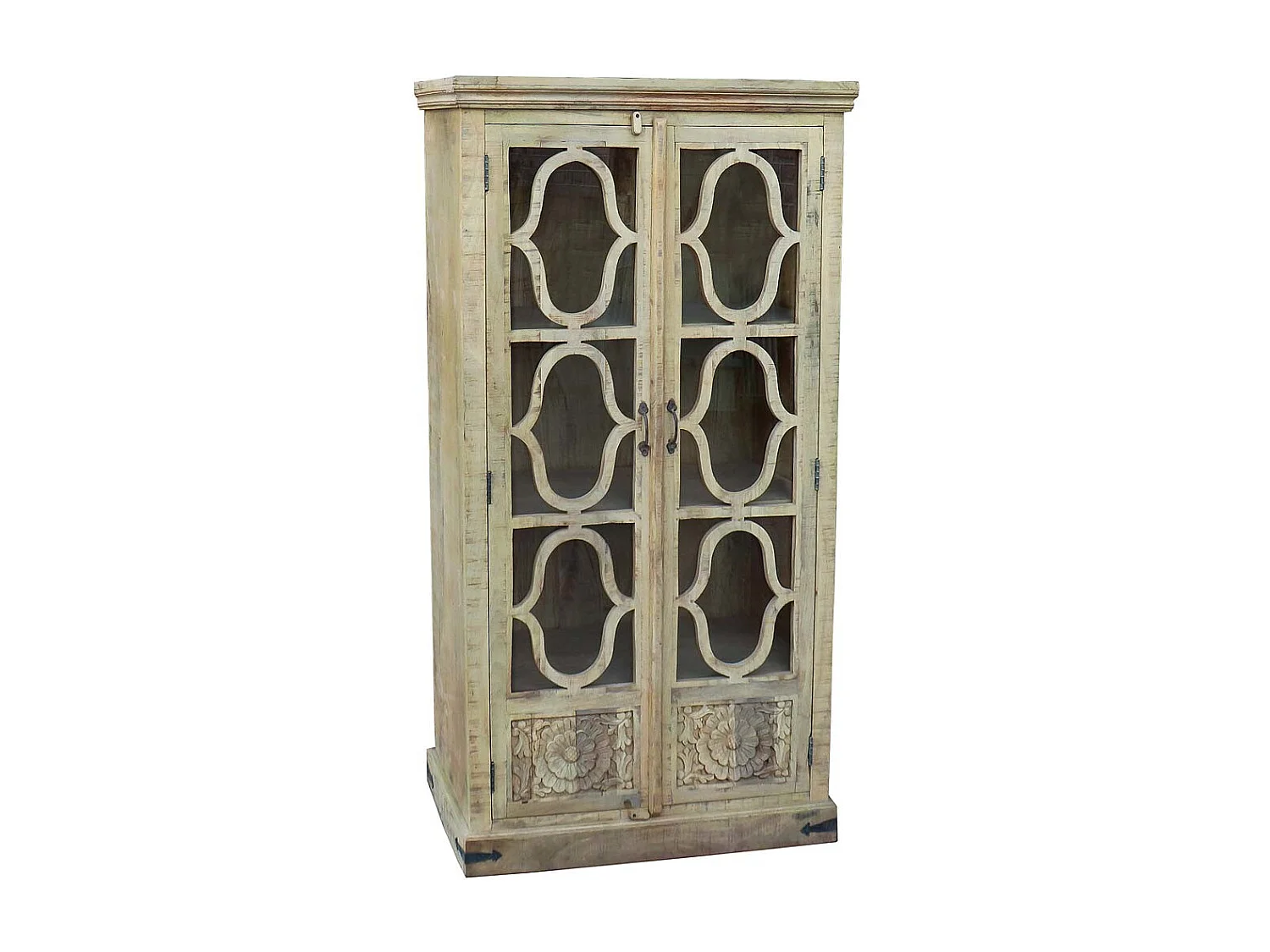 Vitrine en bois beige, 100x45x196 cm