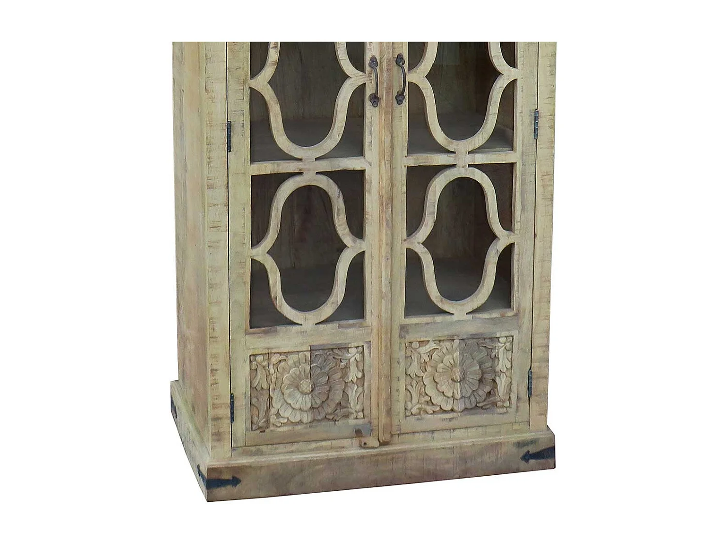 Vitrine en bois beige, 100x45x196 cm