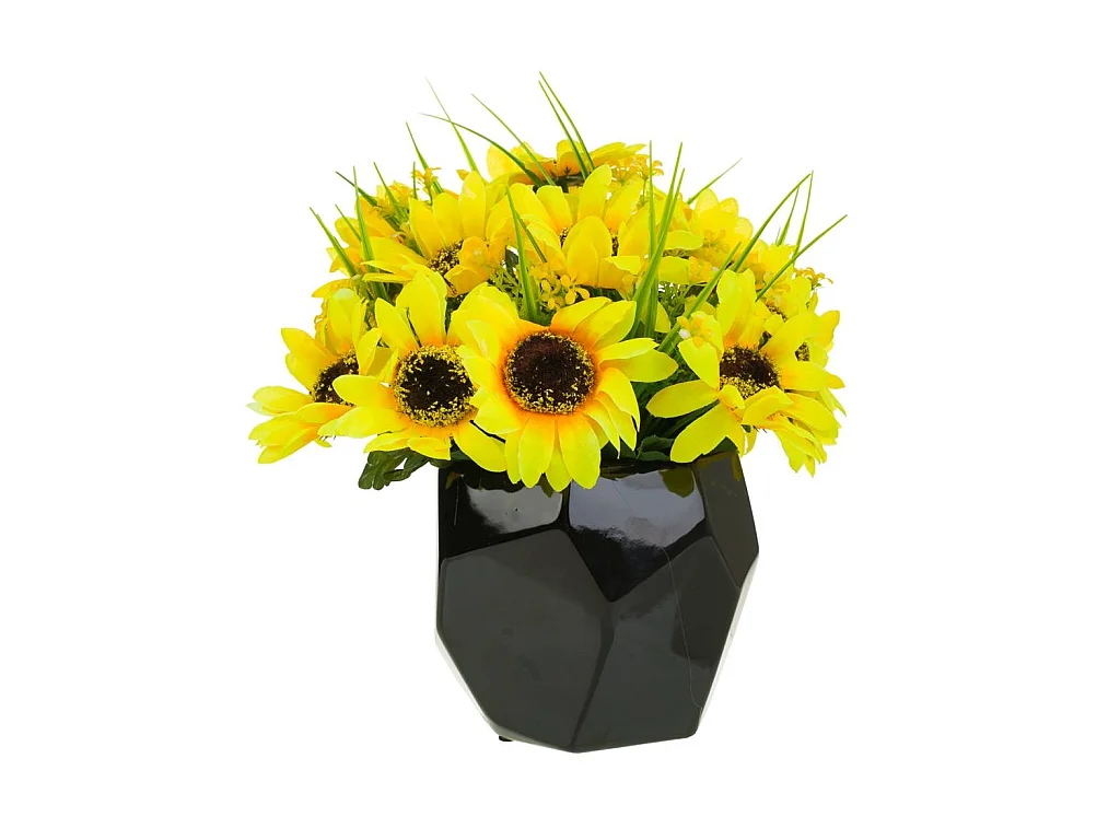 Vase en céramique avec bouquet de fleurs 32x32x28h