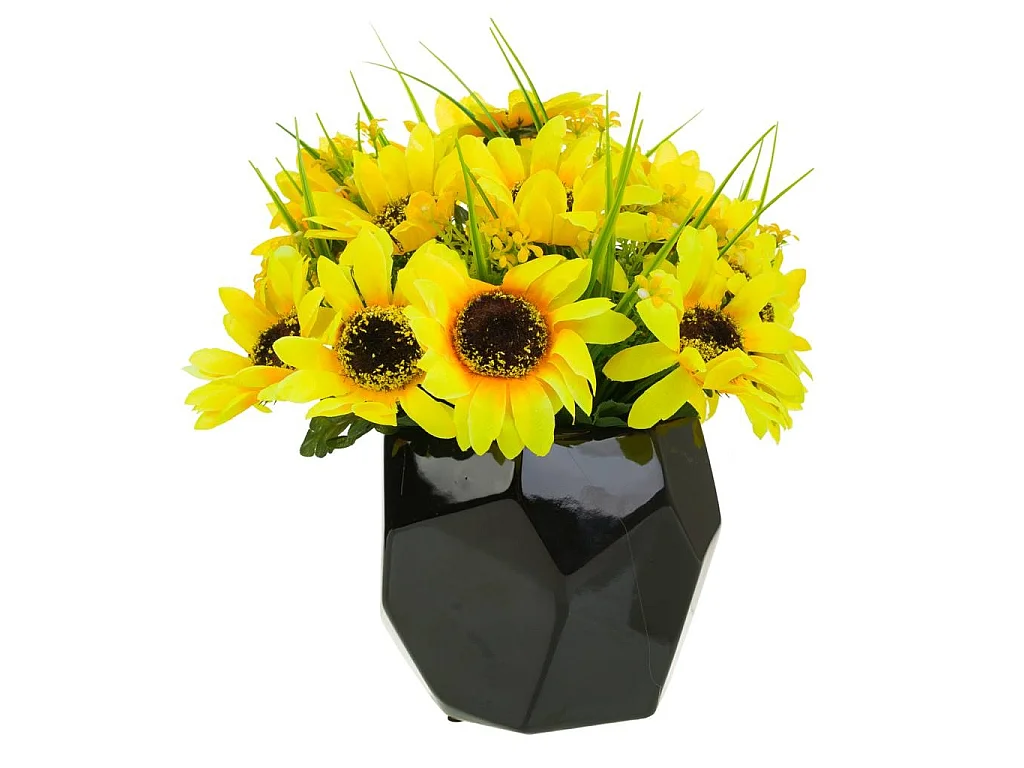 Keramikvase mit Blumenstrauß 32x32x28h cm