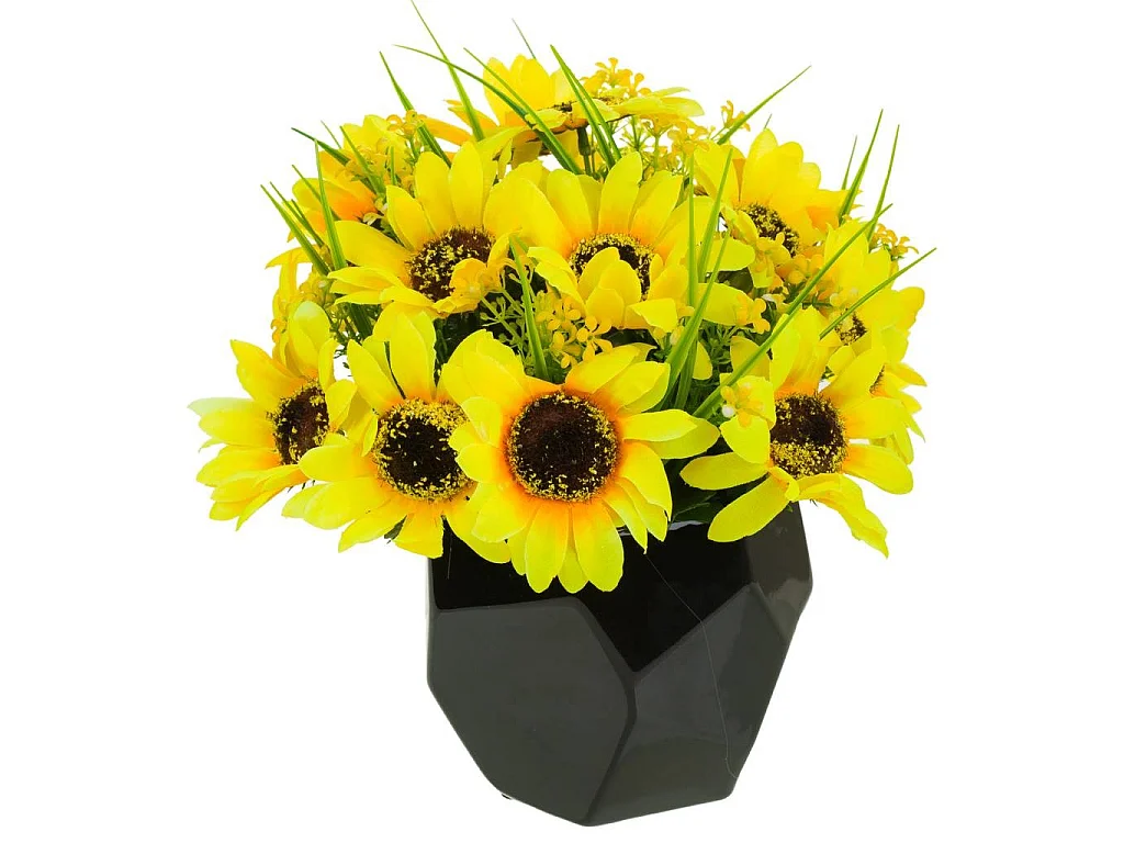 Keramikvase mit Blumenstrauß 32x32x28h cm