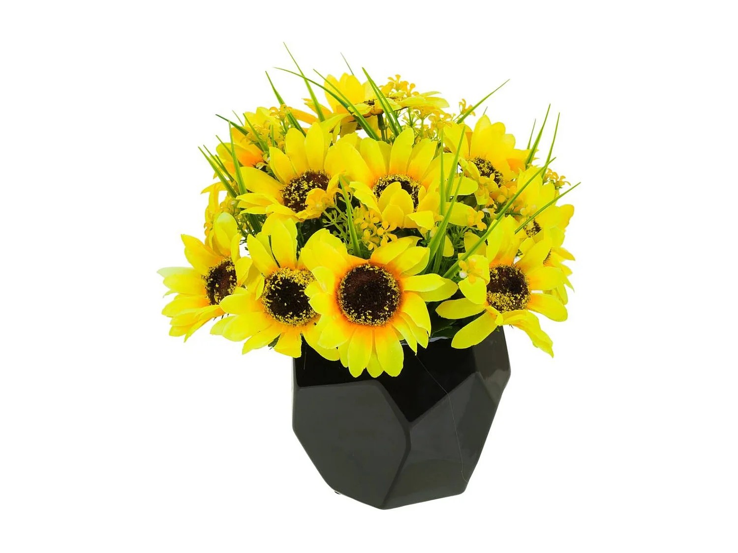 Vaso de cerâmica com buquê de flores 32x32x28