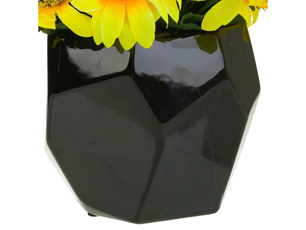 Vaso de cerâmica com buquê de flores 32x32x28